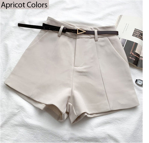High Waist A-Line Belted Office Shorts Pants
