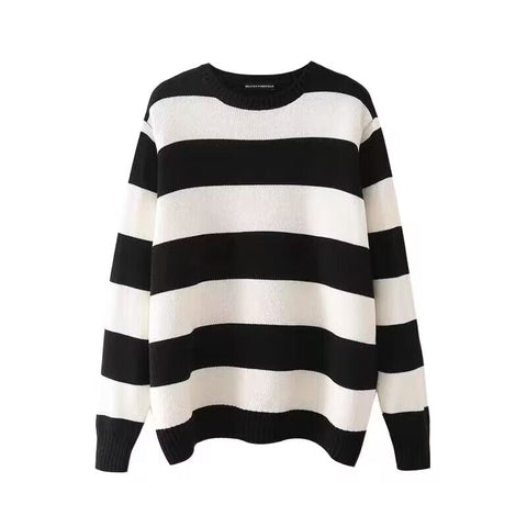 Striped Crew Neck Knit Sweater