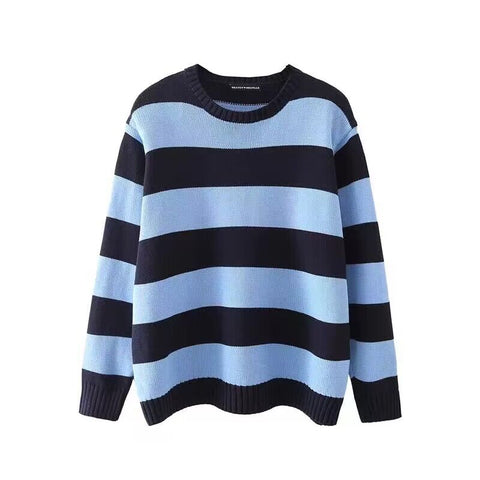 Striped Crew Neck Knit Sweater