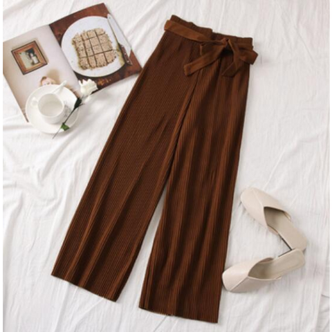 High Waist Pants With Bow Belt