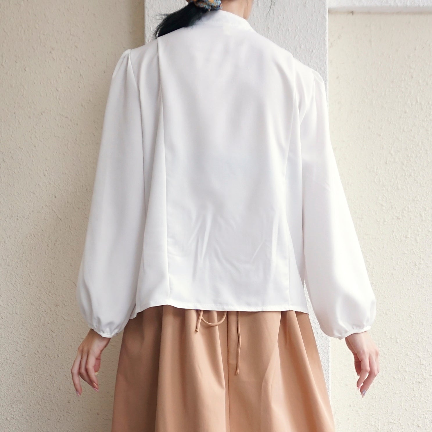 Pearl Collar Satin Blouse