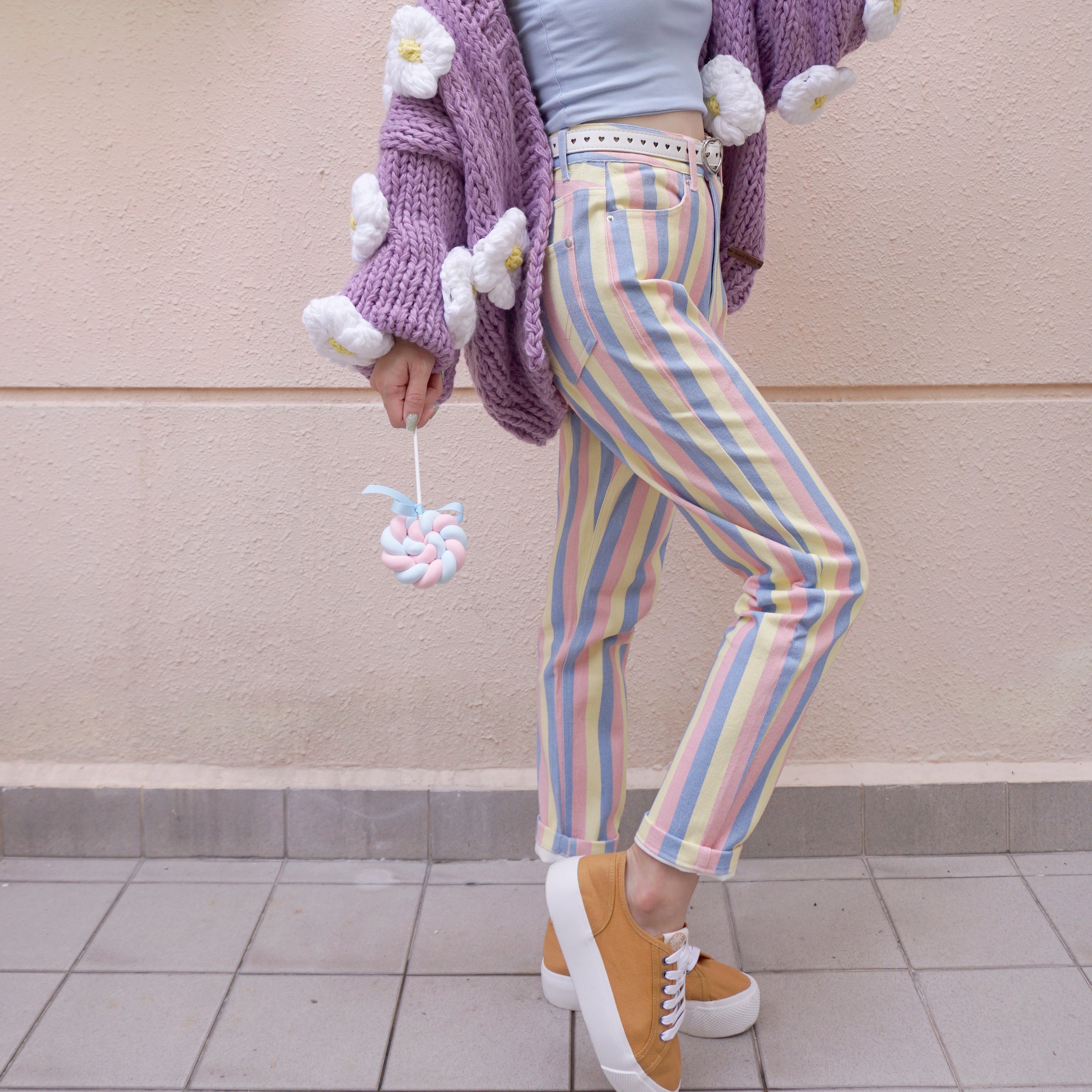 Candy Pastel Stripe Mom Jeans