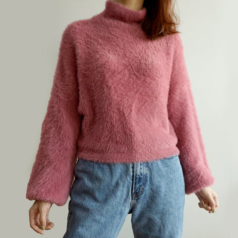 Fuzzy High Neck Sweater