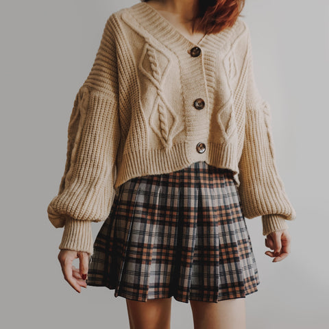 Cropped Cable Knit Cardigan