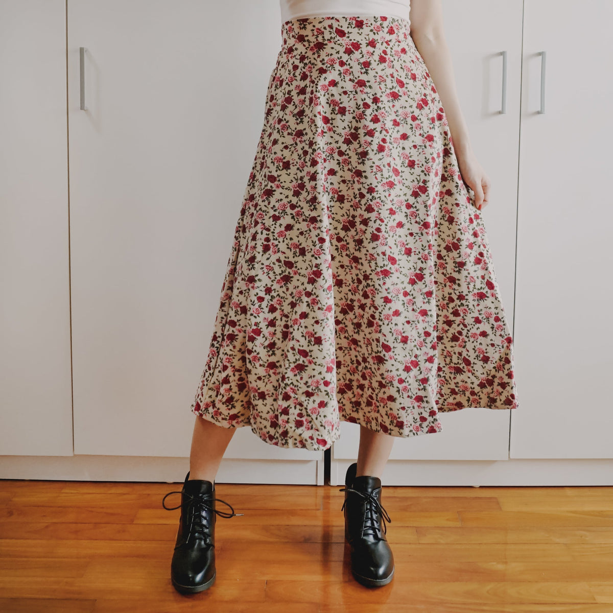Rose Corduroy Midi Skirt