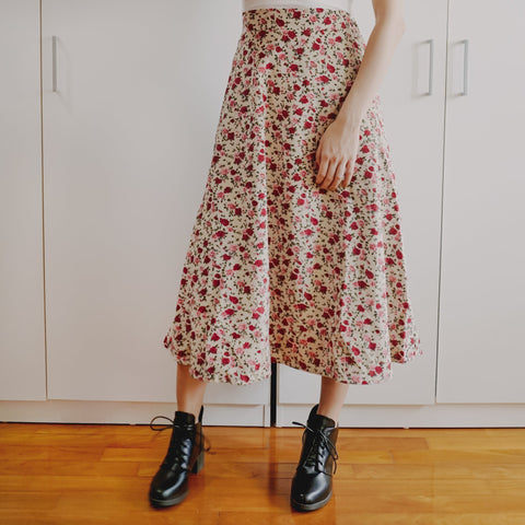Rose Corduroy Midi Skirt