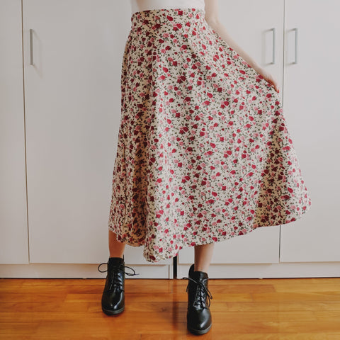 Rose Corduroy Midi Skirt