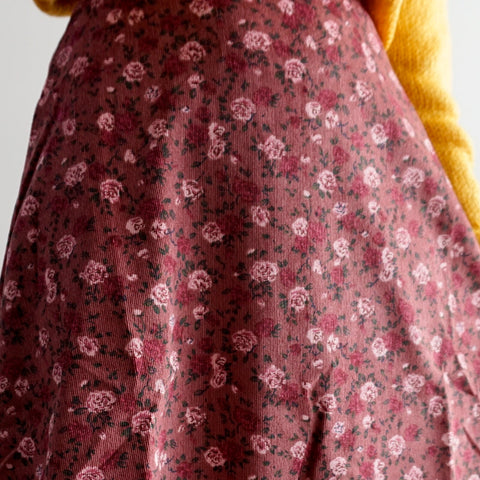 Rose Corduroy Midi Skirt