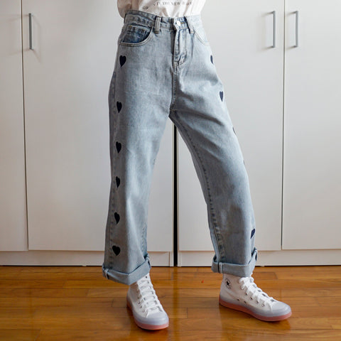 Embroidered Heart Jeans