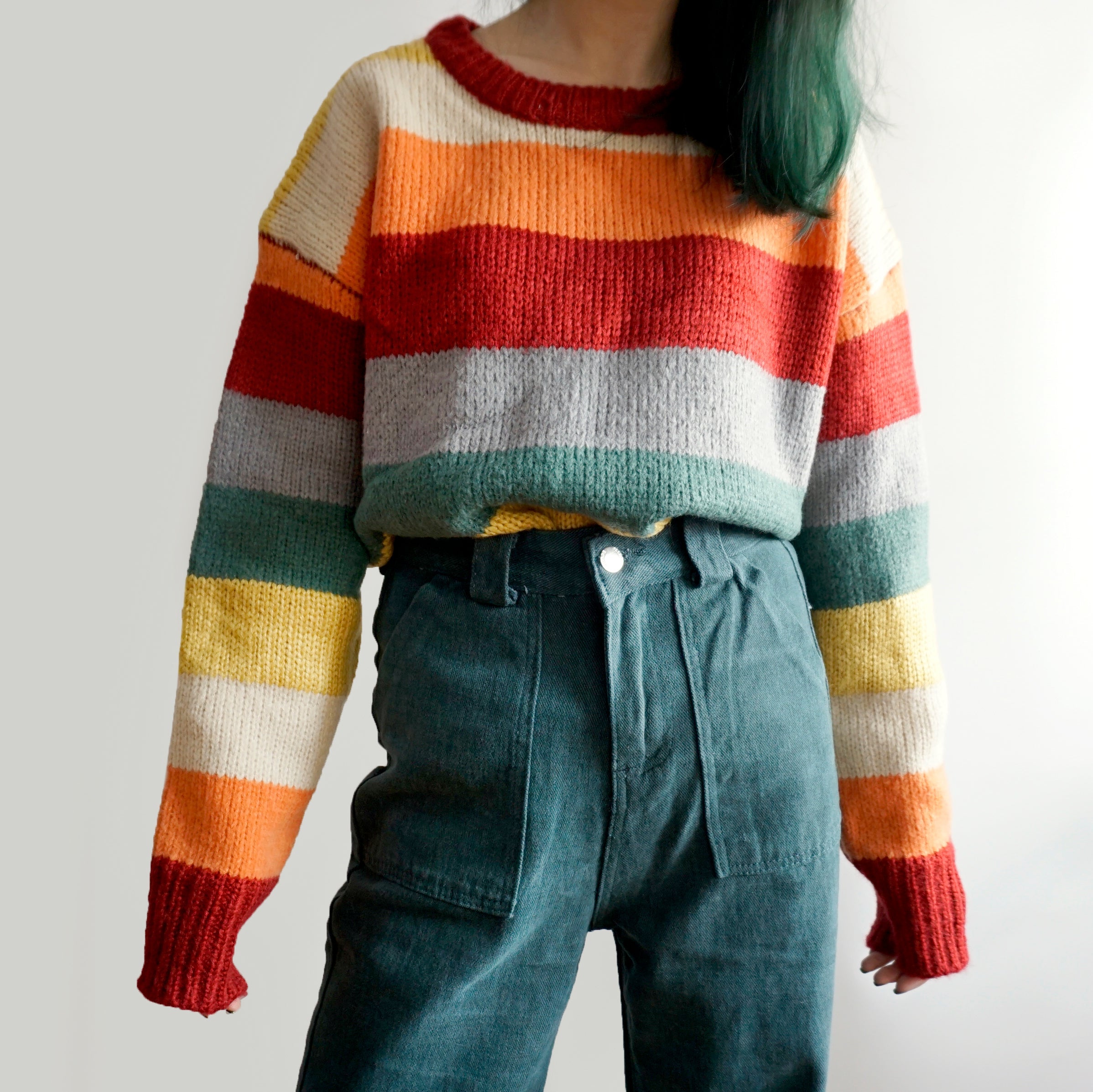 Herbstlicher Regenbogenpullover/Cardigan