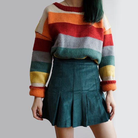 Corduroy Pleated Skirt