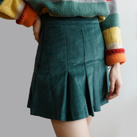 Corduroy Pleated Skirt