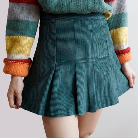 Corduroy Pleated Skirt