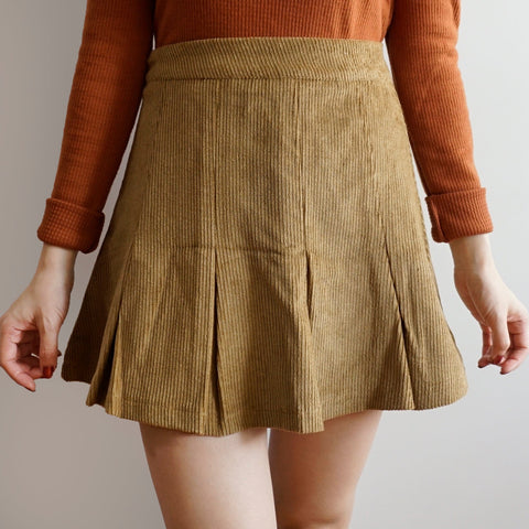 Corduroy Pleated Skirt