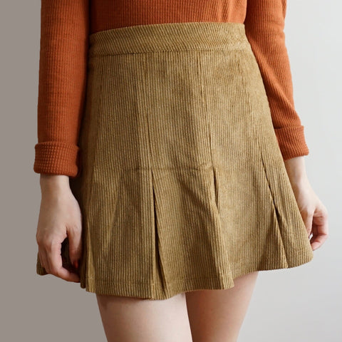 Corduroy Pleated Skirt