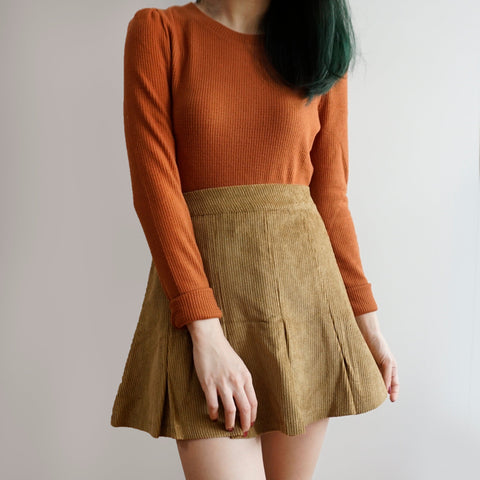 Corduroy Pleated Skirt
