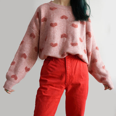 Fuzzy Hearts Sweater