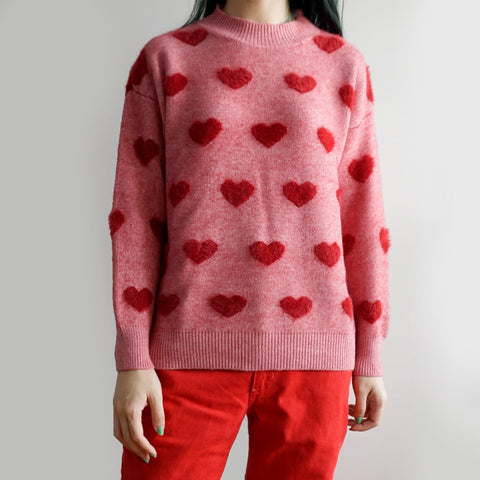 Fuzzy Hearts Sweater