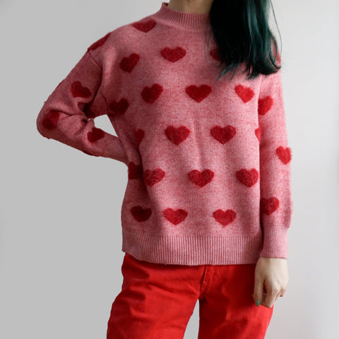 Fuzzy Hearts Sweater