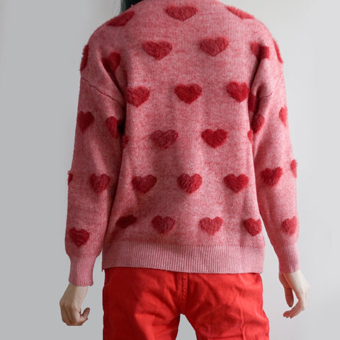 Fuzzy Hearts Sweater