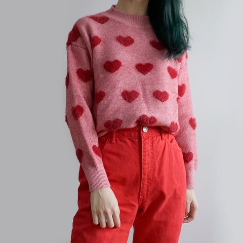 Fuzzy Hearts Sweater