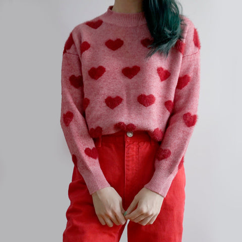 Fuzzy Hearts Sweater