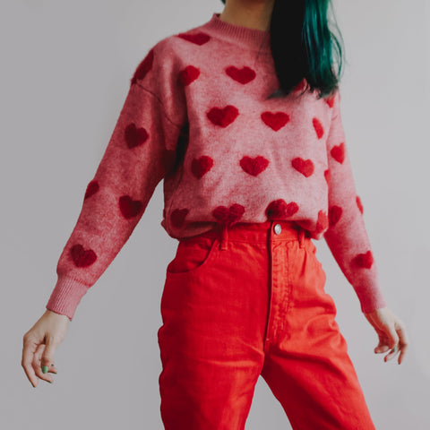Fuzzy Hearts Sweater