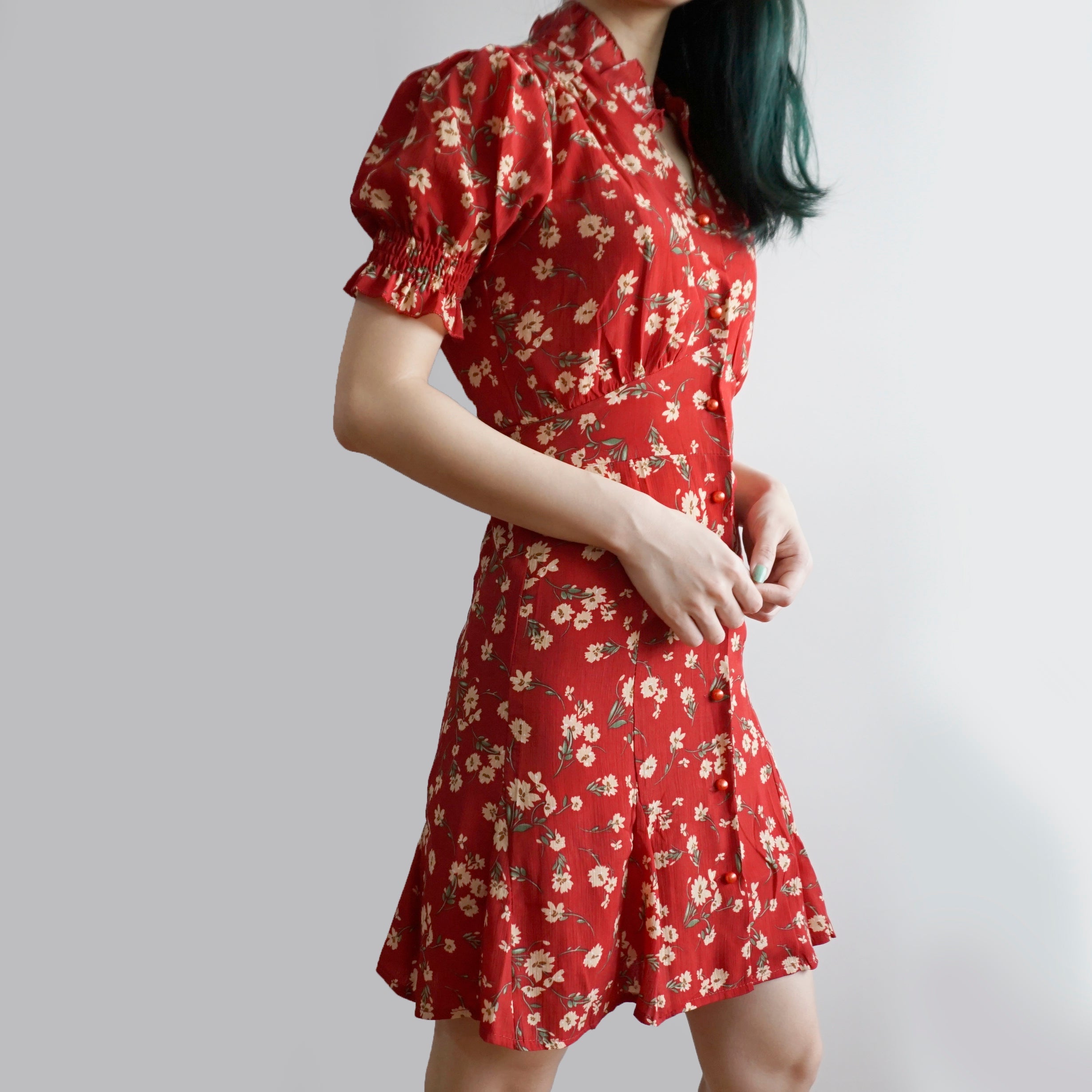 Floral Blossom Puff Sleeve Dress