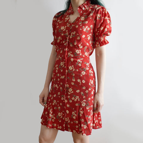 Floral Blossom Puff Sleeve Dress