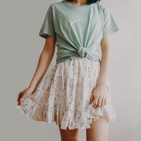 Gestufter Rock mit Blümchenmuster