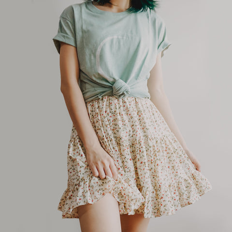 Gestufter Rock mit Blümchenmuster