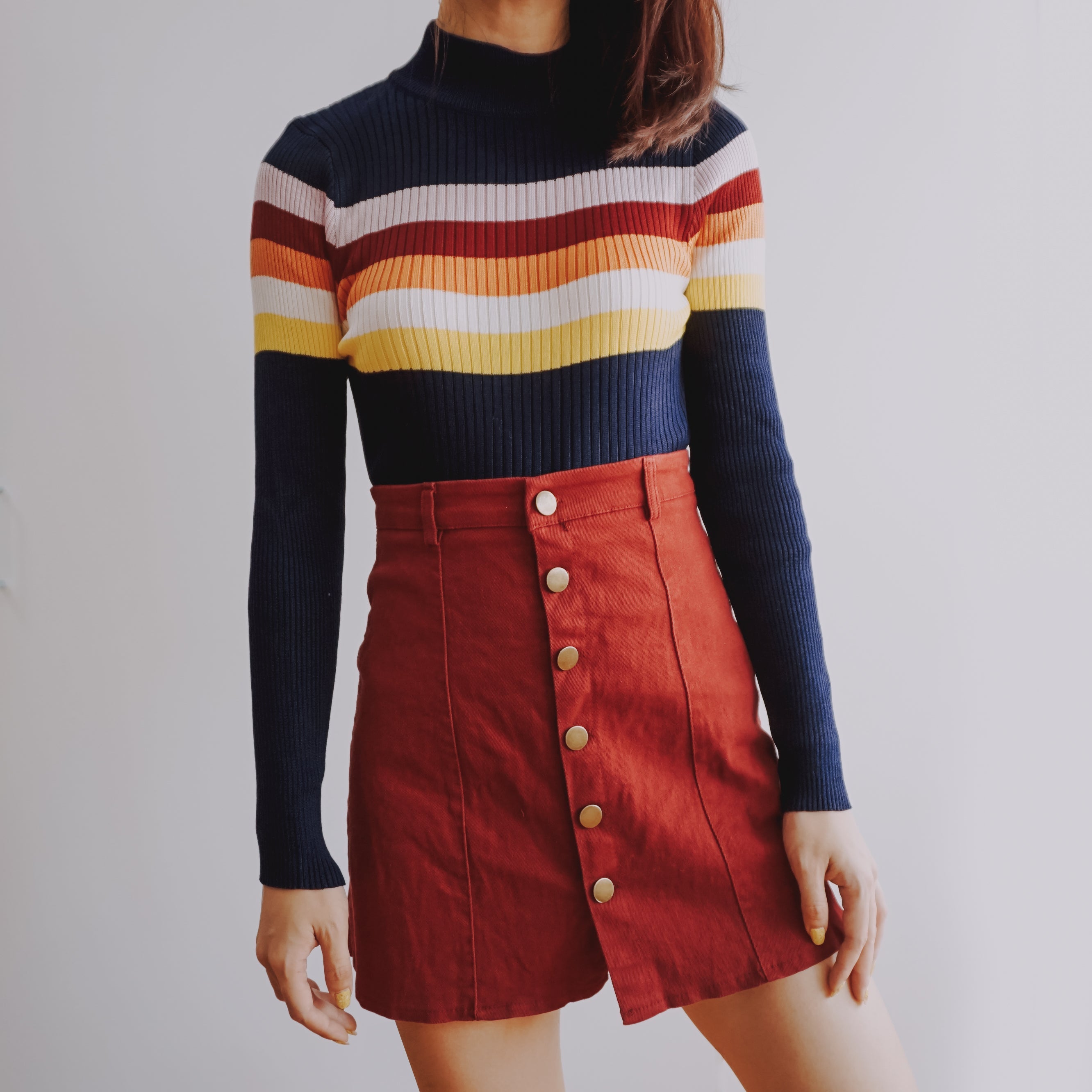 Sunset Stripe Mock Neck Sweater