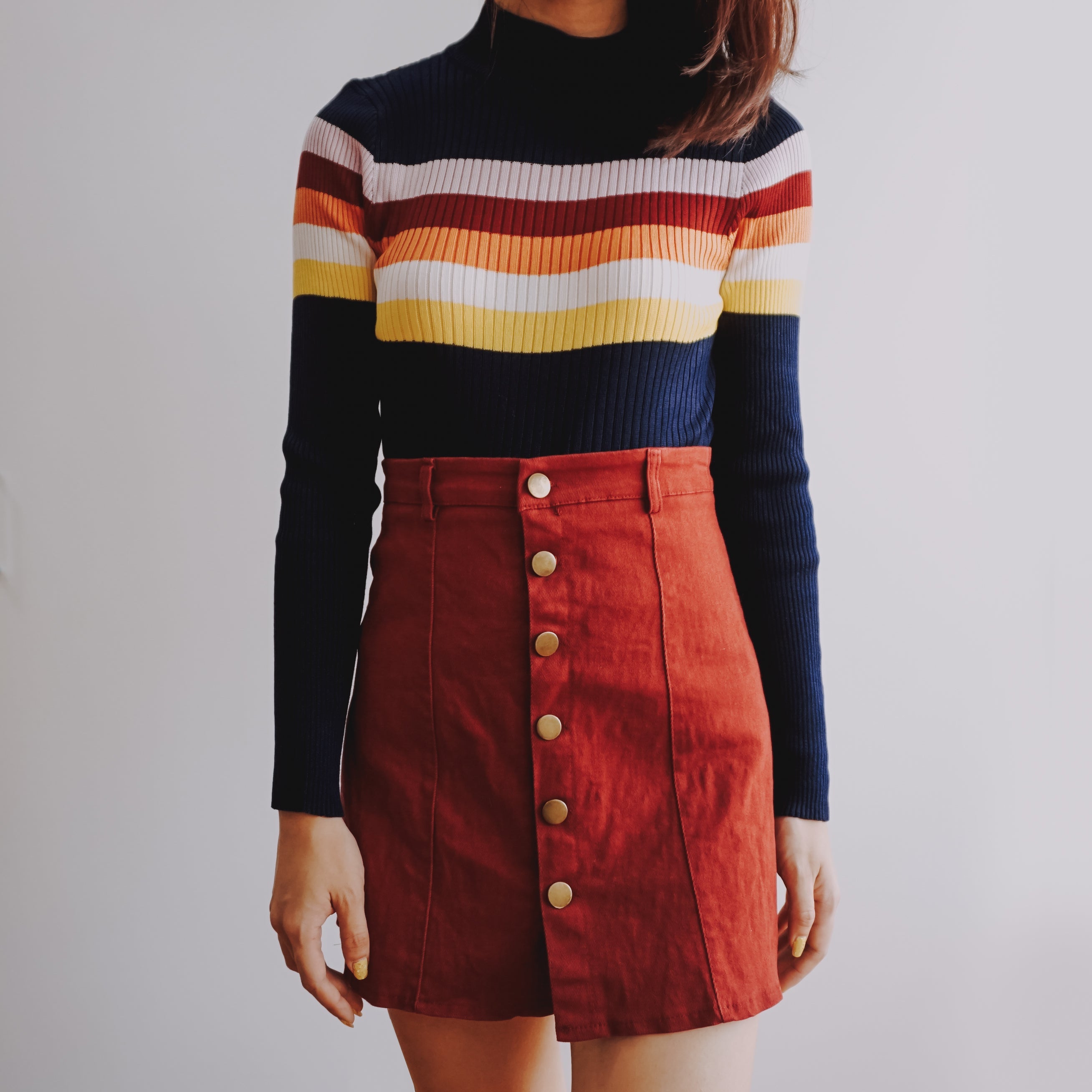 Sunset Stripe Mock Neck Sweater