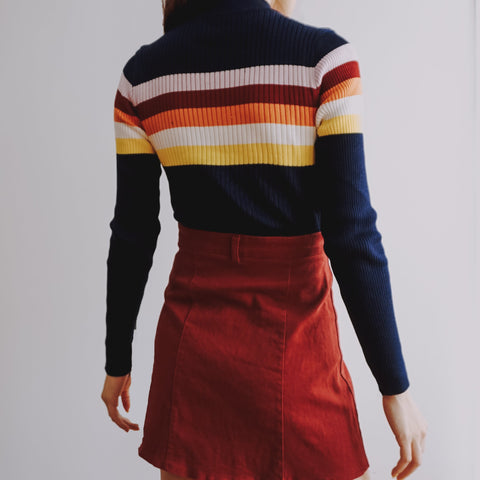 Sunset Stripe Mock Neck Sweater