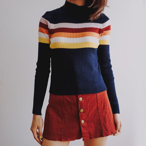 Sunset Stripe Mock Neck Sweater