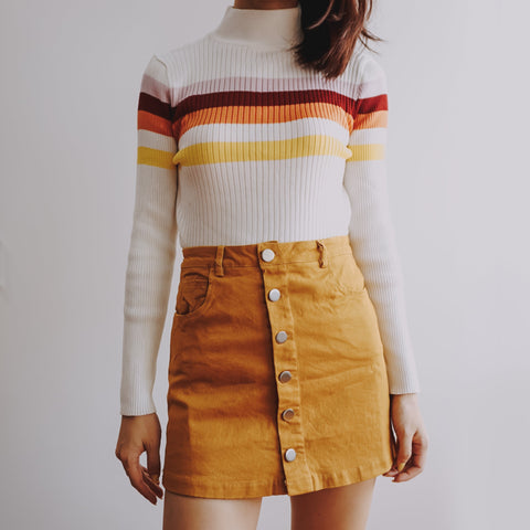 Sunset Stripe Mock Neck Sweater