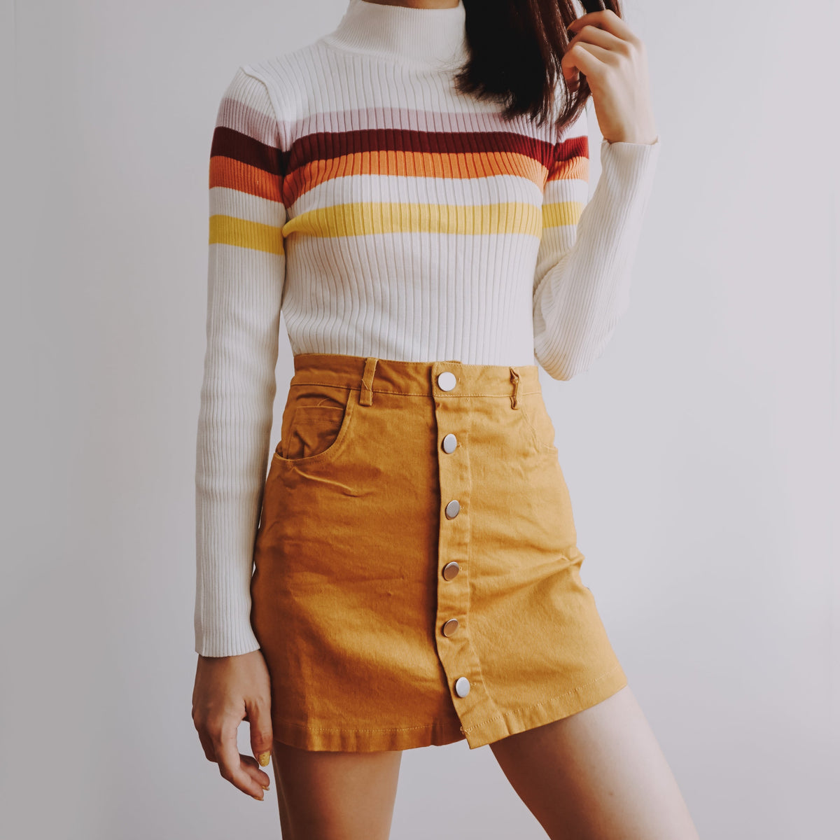 Sunset Stripe Mock Neck Sweater