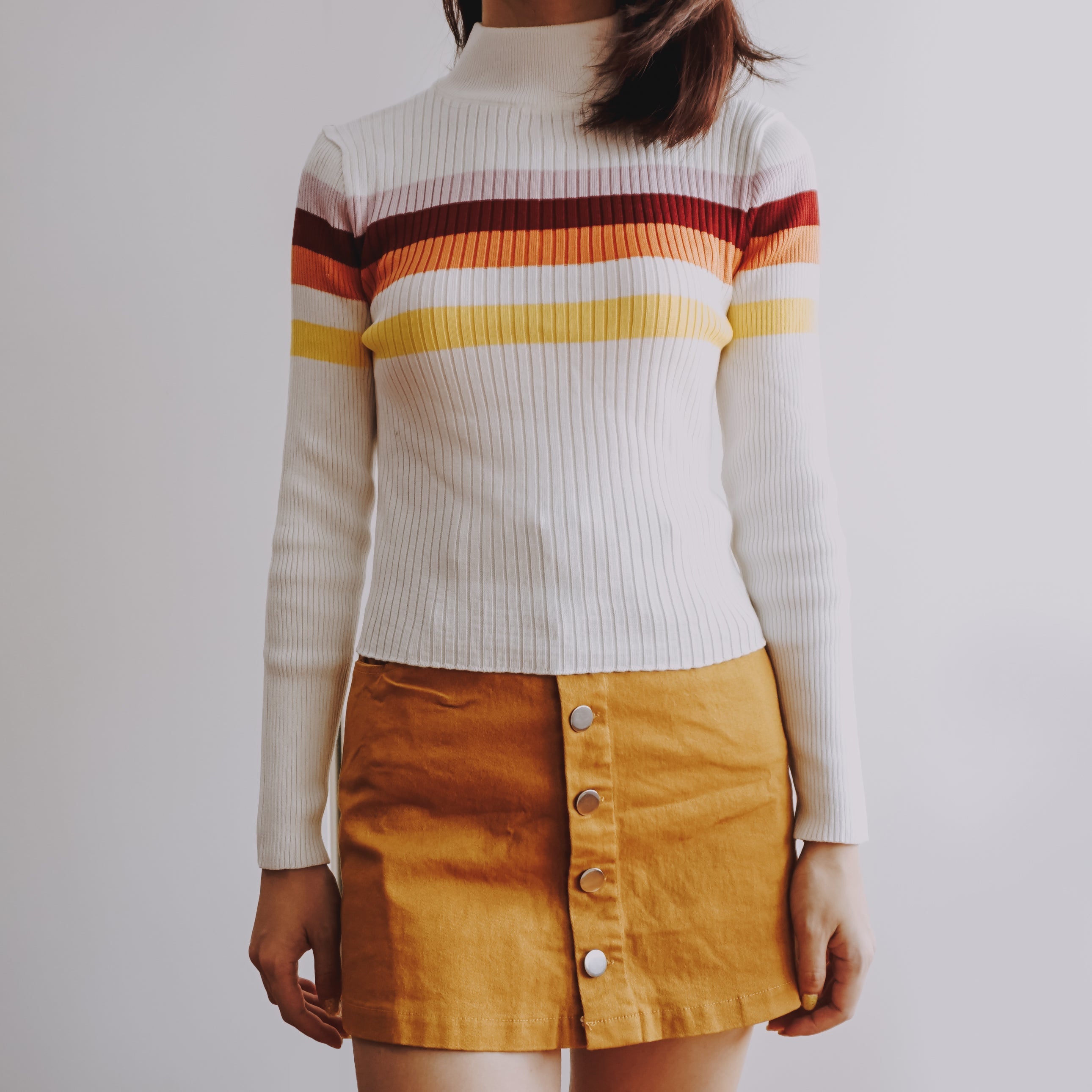 Sunset Stripe Mock Neck Sweater