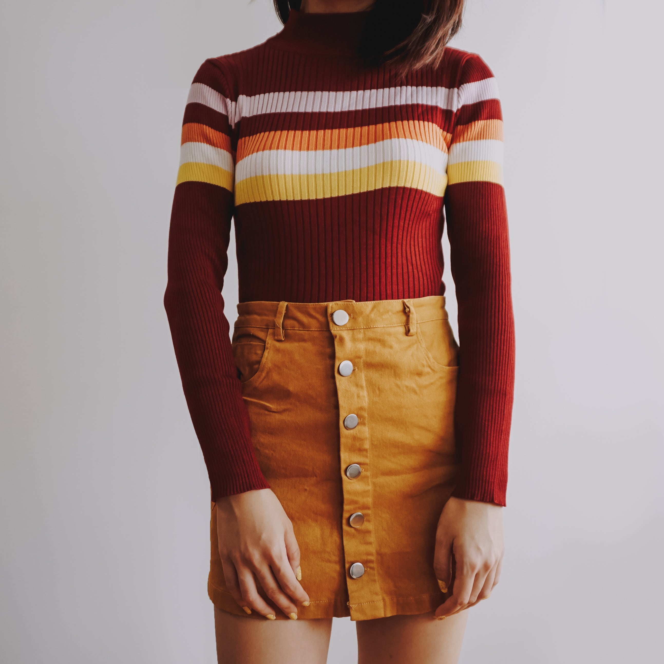 Sunset Stripe Mock Neck Sweater