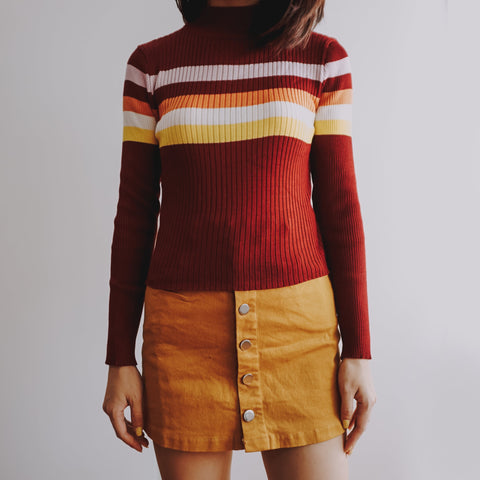 Sunset Stripe Mock Neck Sweater