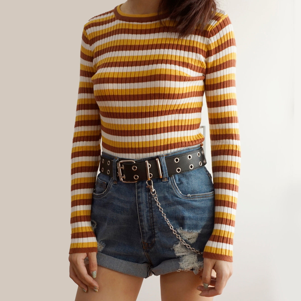 Colorblock Stripe Ribbed Sweater