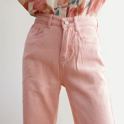 Embroidered Peach Jeans