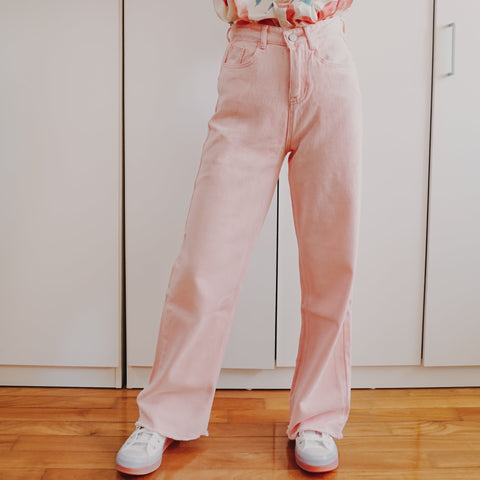 Embroidered Peach Jeans