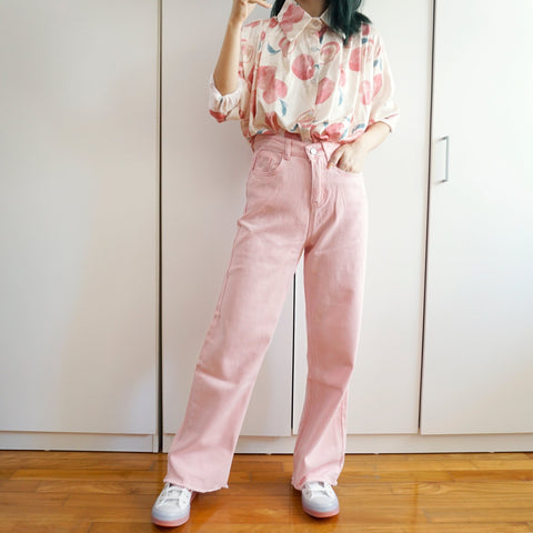 Embroidered Peach Jeans