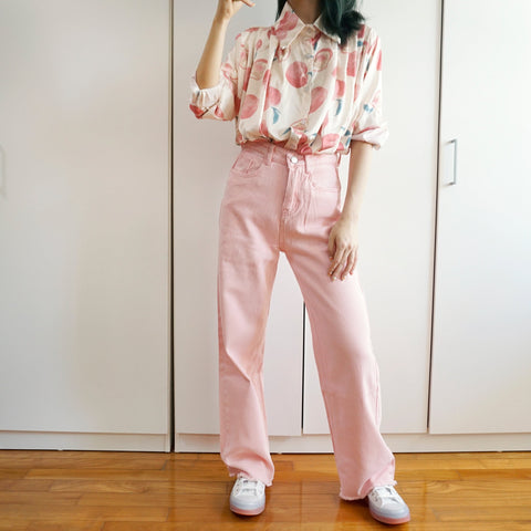 Embroidered Peach Jeans