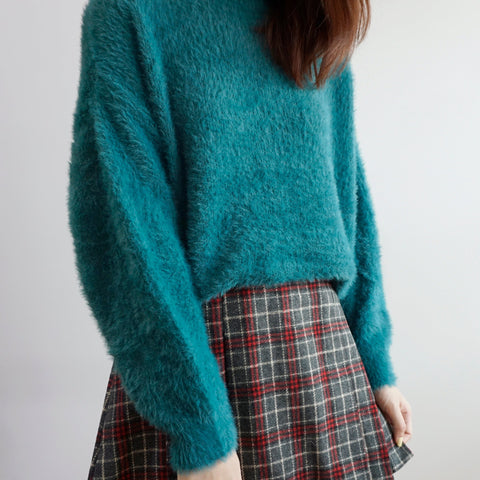Fuzzy High Neck Sweater