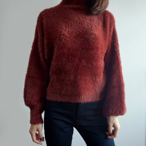 Fuzzy High Neck Sweater
