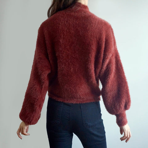 Fuzzy High Neck Sweater