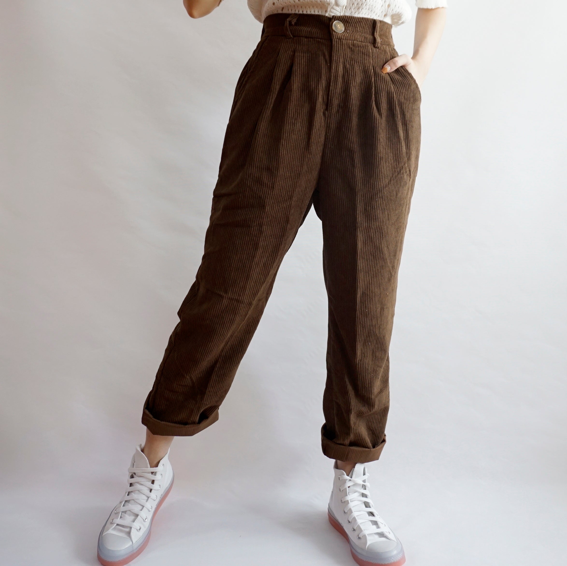 Pleated Corduroy Pants