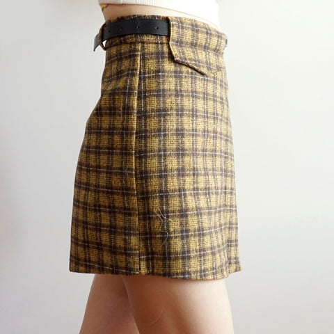 Asymmetrical Tweed Plaid Shorts